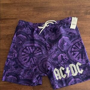 AC/DC purple print men’s swim shorts
